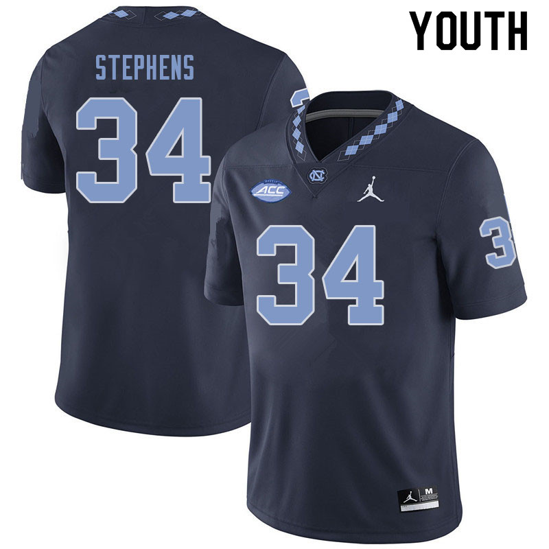 Youth #34 Gabe Stephens North Carolina Tar Heels College Football Jerseys Sale-Navy
